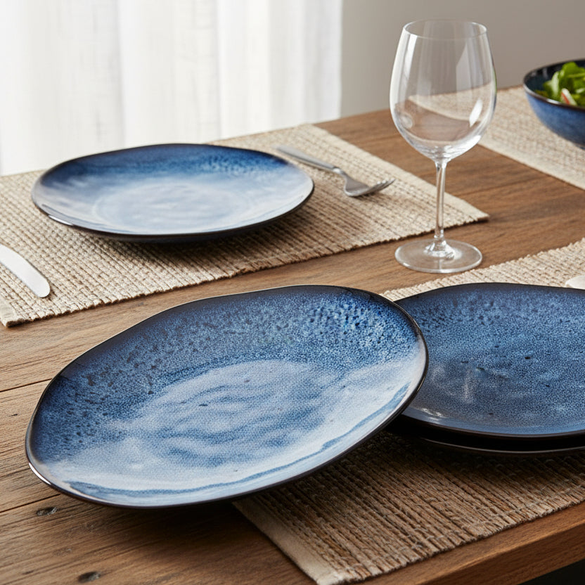 Ripple Edge Reactive Glaze Dinner Plate - NCI031 - Uneeka