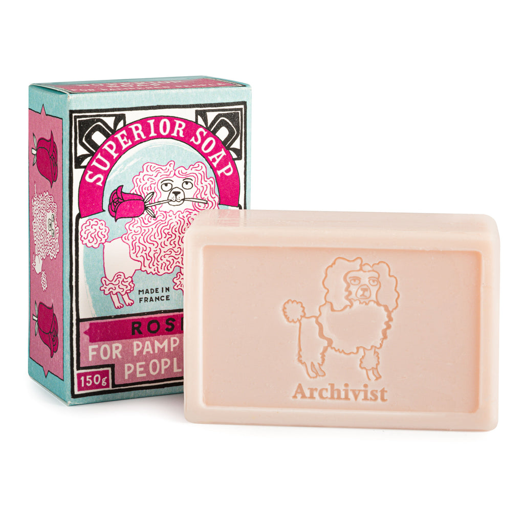 Rose Hand Soap Bar made in france, poodle packaging