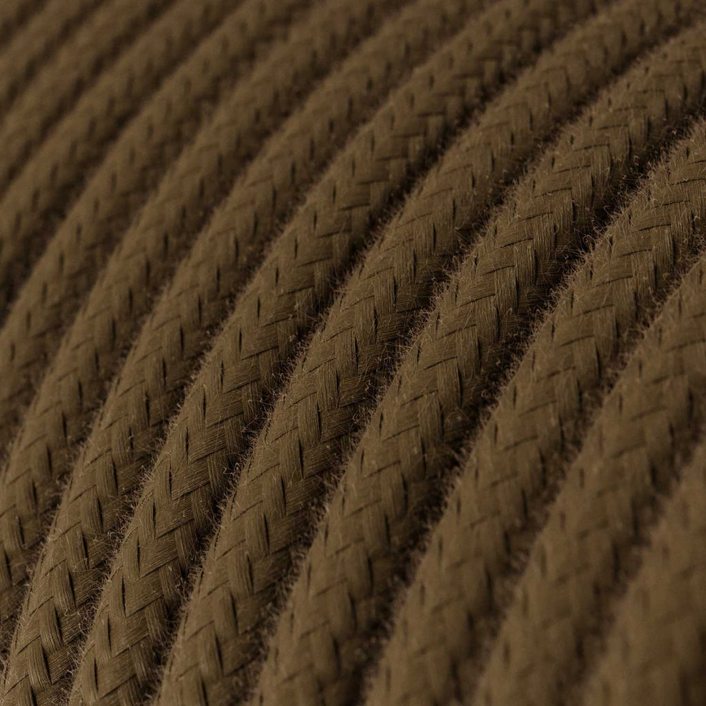 Round 3 Core Electric Cable Covered with Cotton in Brown close up