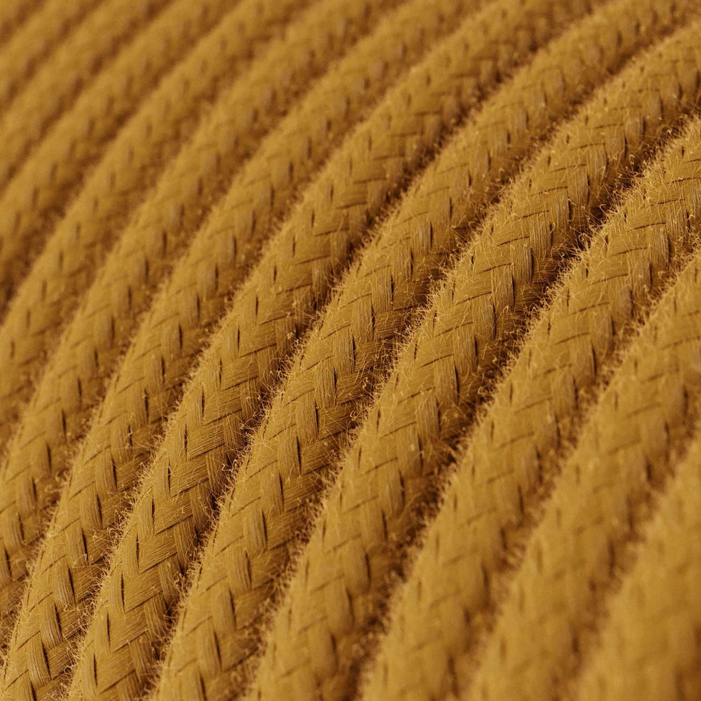 Round 3 Core Electric Cable Covered with Cotton in Golden Honey close up
