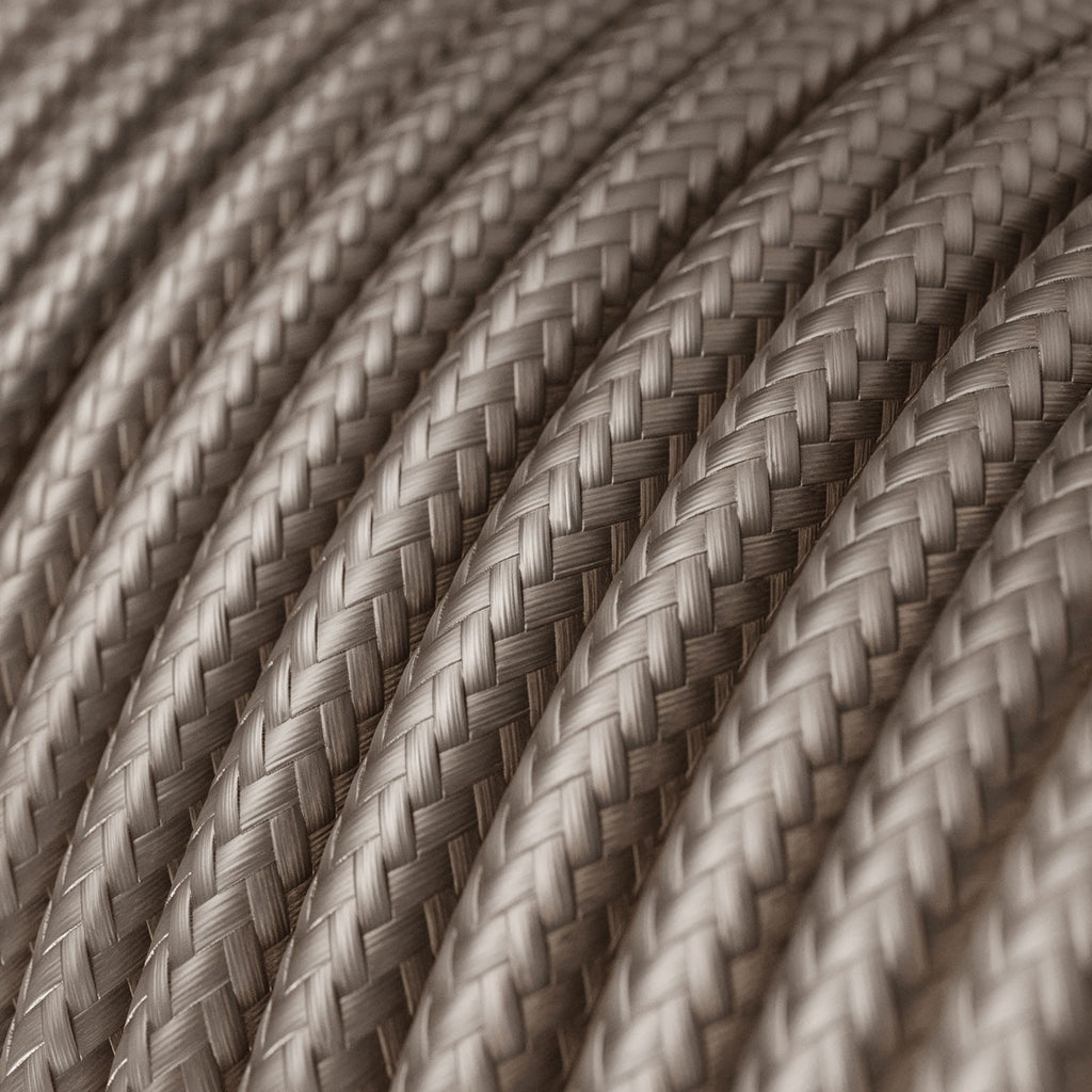 Round 3 Core Electrical Cable Covered with Rayon in Champagne close up