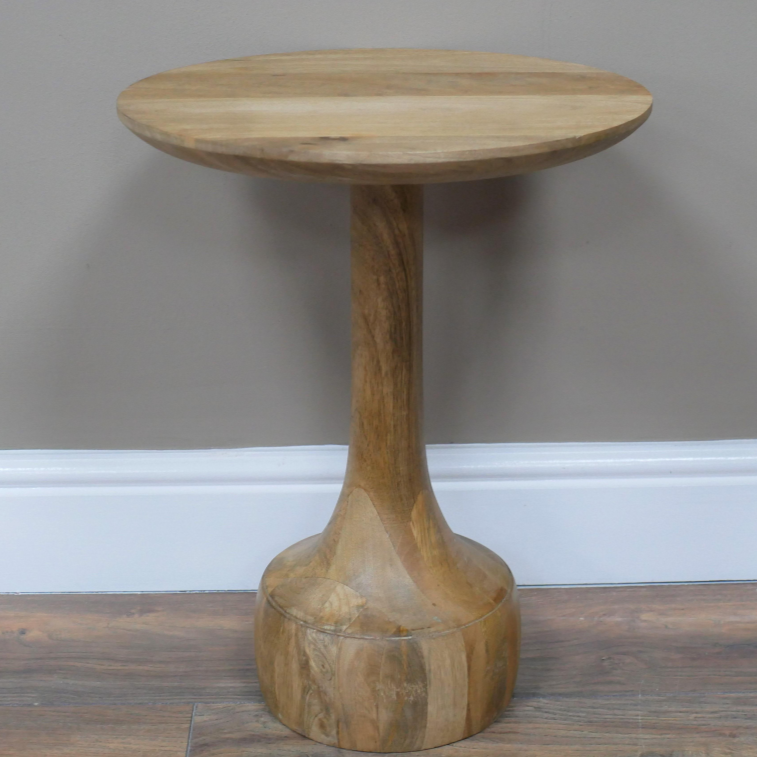 Round Base Wooden Side Table small H45 cm. 