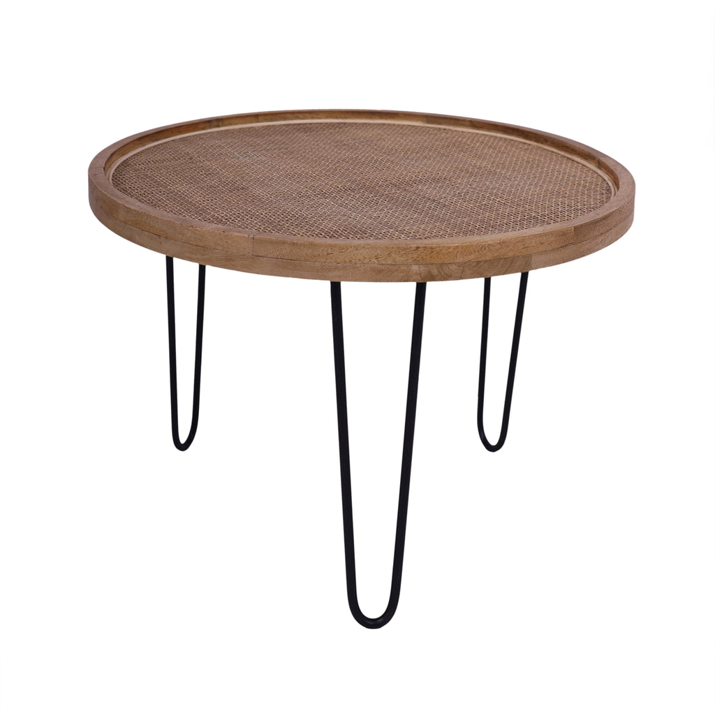 Round Rustic Finish Wicker Nesting Tables large