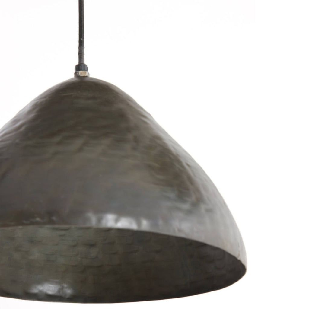 Rounded Dark Bronze Iron Hanging Lamp close up