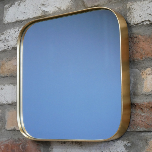Rounded Edge Square Gold Frame Mirror small 