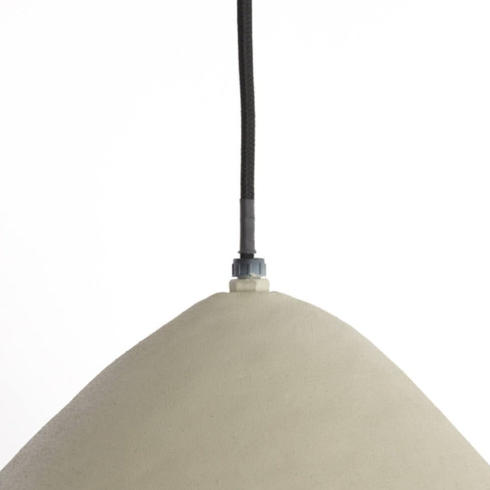 Rounded Matt Light Grey Iron Hanging Lamp close up top of hanging lamp