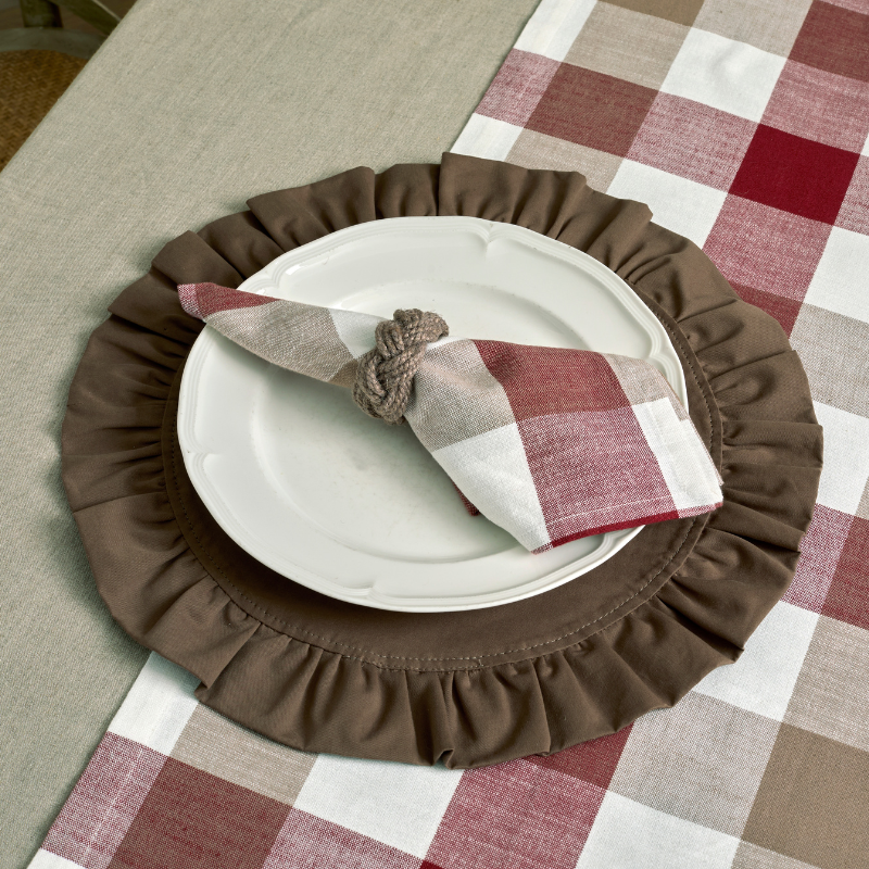 Ruffled Edge Circular Placemat - Brown - Uneeka