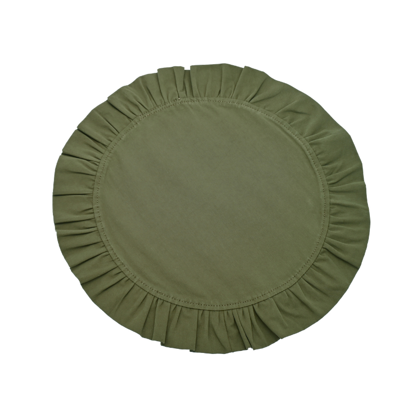 Ruffled Edge Circular Placemat - Olive - Uneeka