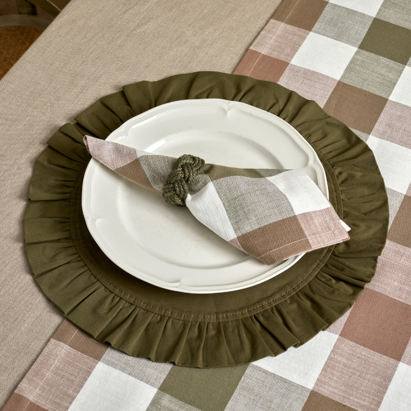 Ruffled Edge Circular Placemat - Olive - Uneeka