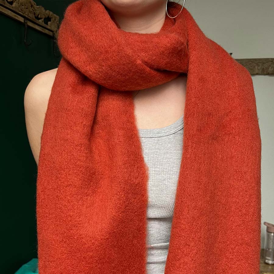 Block Colour Thick Winter Scarf - Rust
