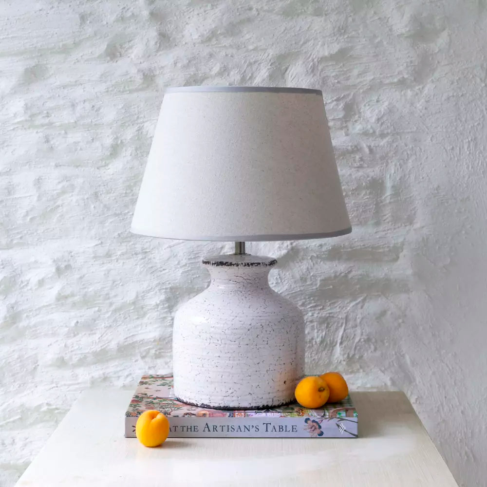 Rustic Cream Ceramic Table Lamp with Cream Shade display