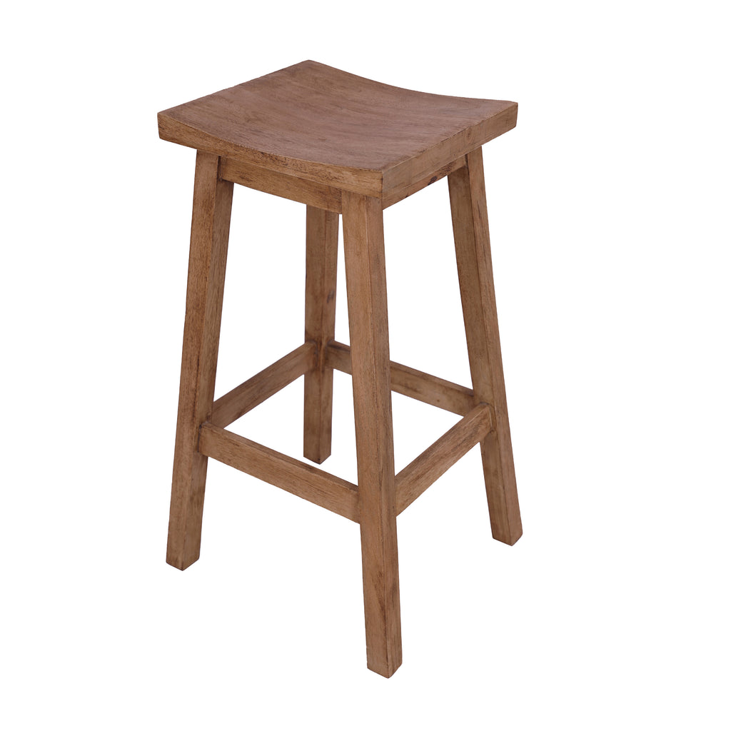 Rustic Curved Wooden Bar Stool grizzled finish