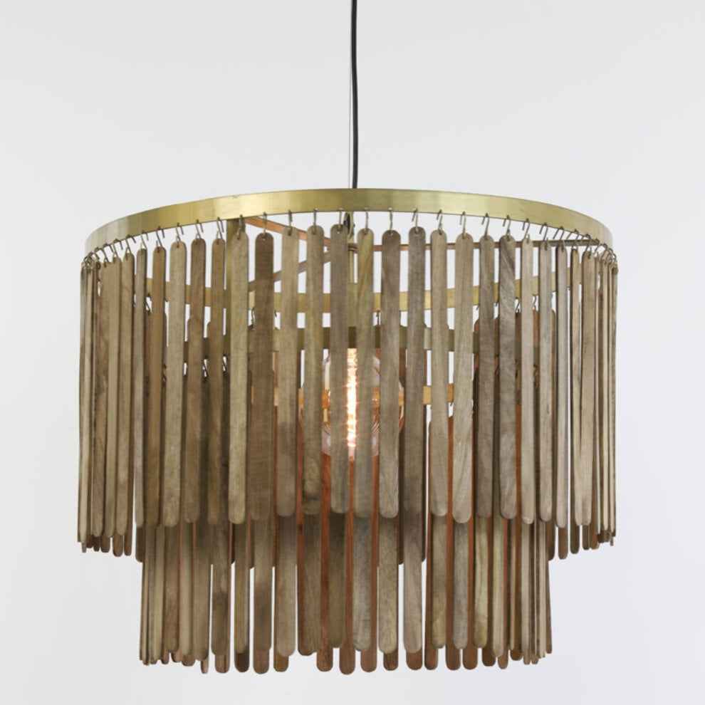 Small Modern Dark Wooden Chandelier Style Hanging Lamp - 2950564 - Uneeka