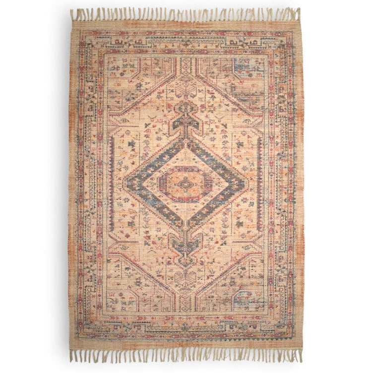 Rustic Stone & Pink Cotton Chenille Pattern Rug - 3239 - Uneeka