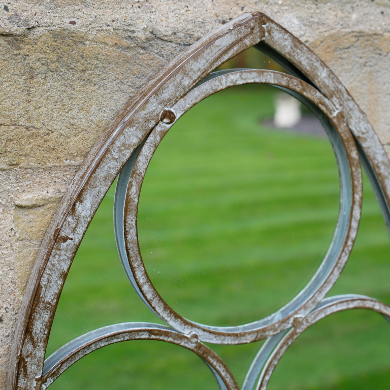 Rustic Arched Metal Small Garden Mirror - 9555 - Uneeka