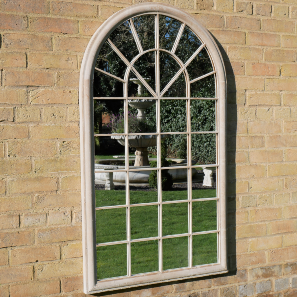 Rustic Cream Arched Metal Garden Mirror - 6669 - Uneeka