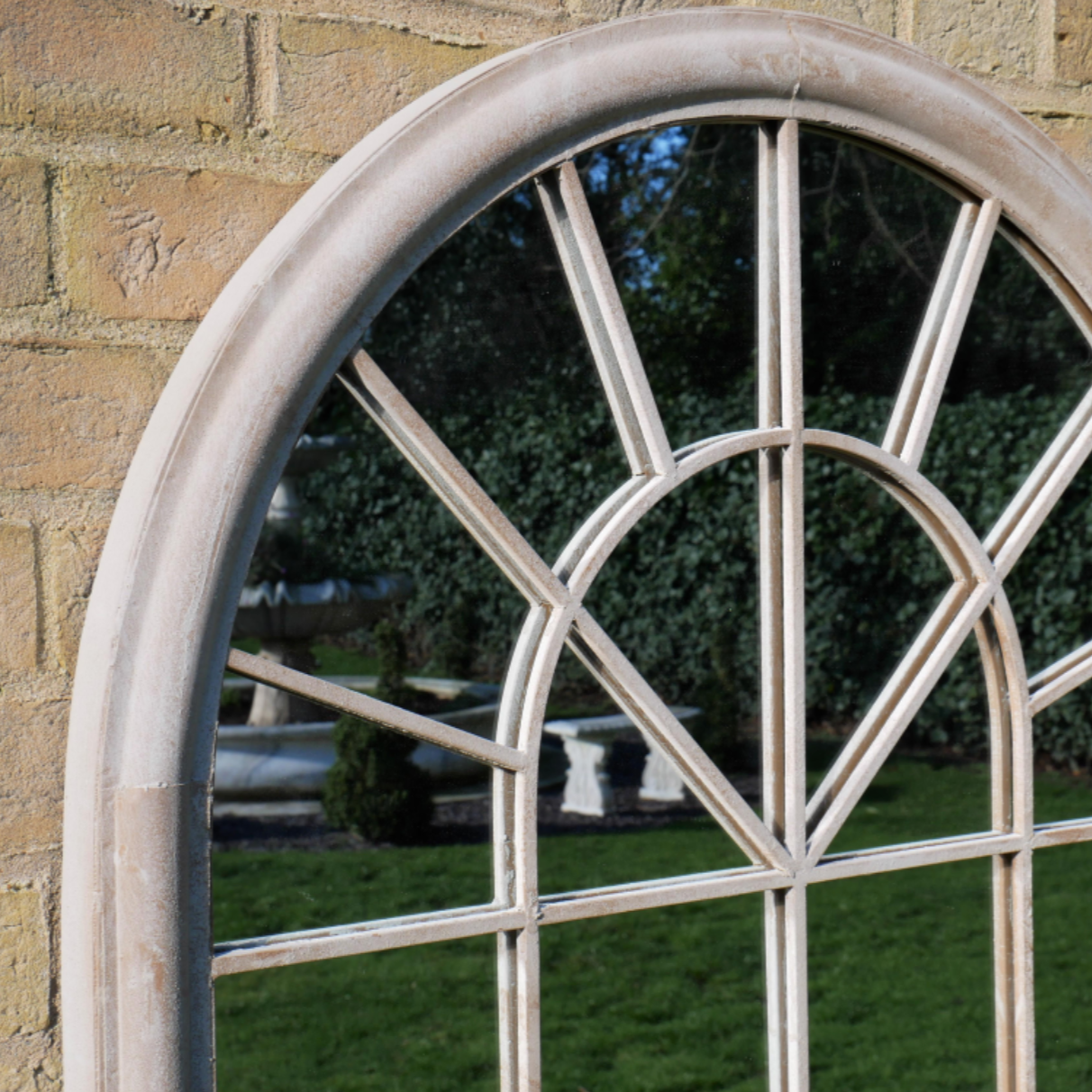 Rustic Cream Arched Metal Garden Mirror - 6669 - Uneeka