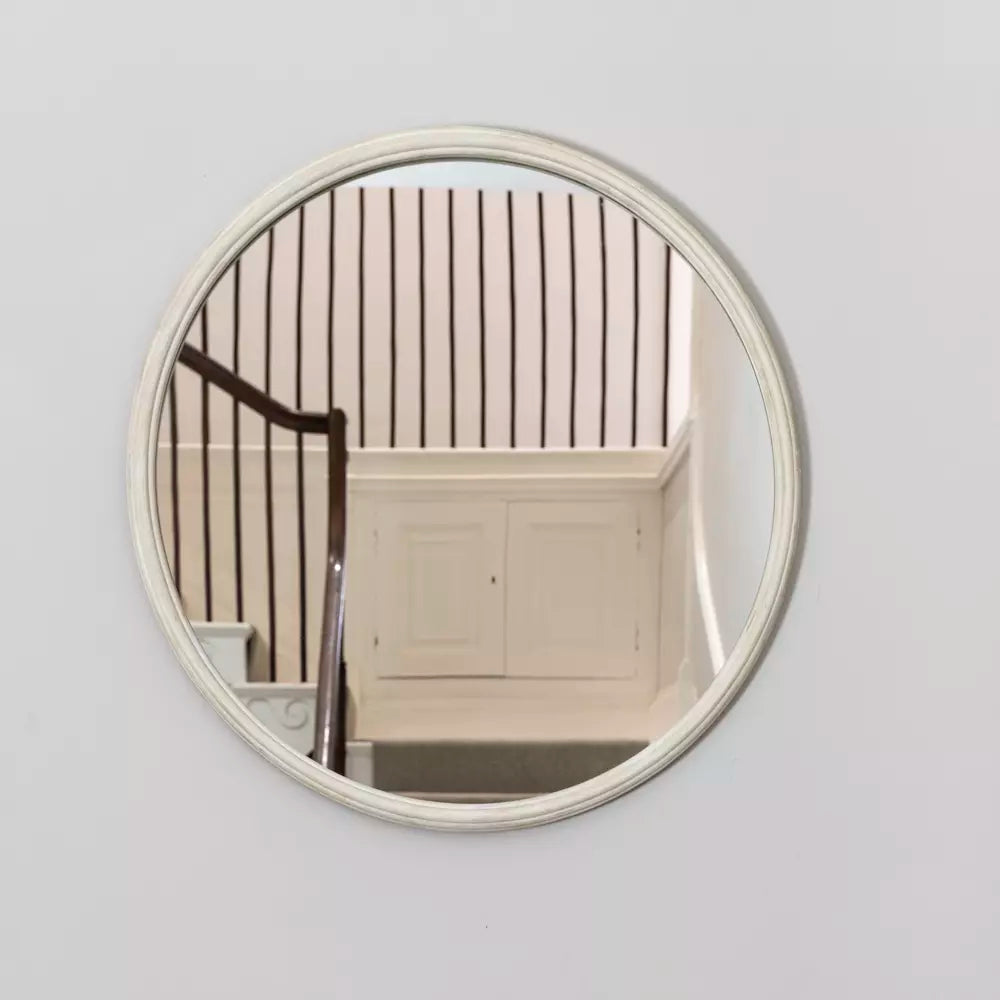 Large Round Antique White Mirror - S25162 - Uneeka