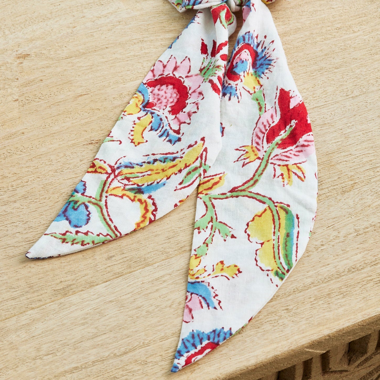 Assorted Colour Block Print Scrunchie with Tie - SCR23 - Uneeka