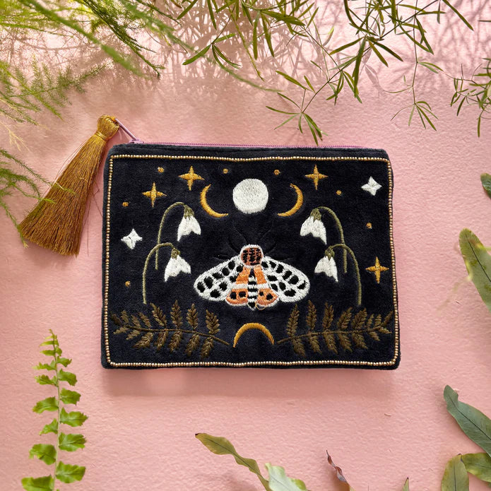 Embroidered Moth Purse - SECPOUMO001A - Uneeka