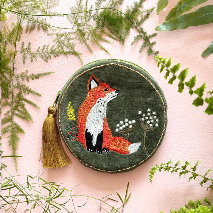 Embroidered Fox Round Purse - SECRNDFX001 - Uneeka