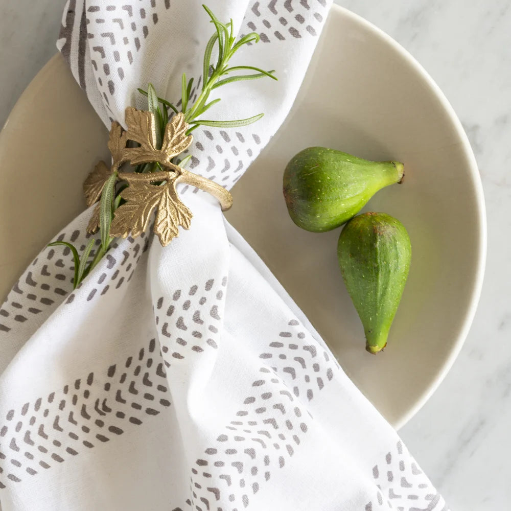 Set of 4 Grey Block Printed Cotton Napkins - SHB21203 - Uneeka