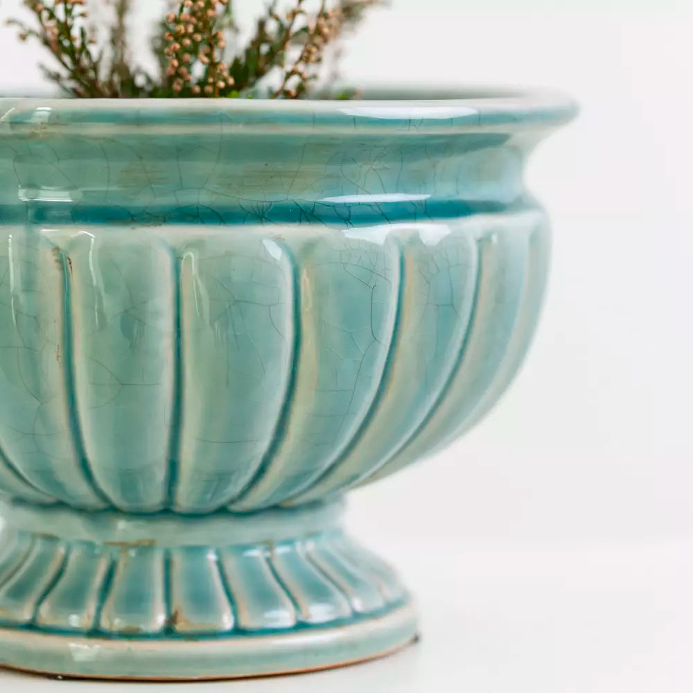 Sea Blue Ornate Ceramic Planter - SNT24940 - Uneeka