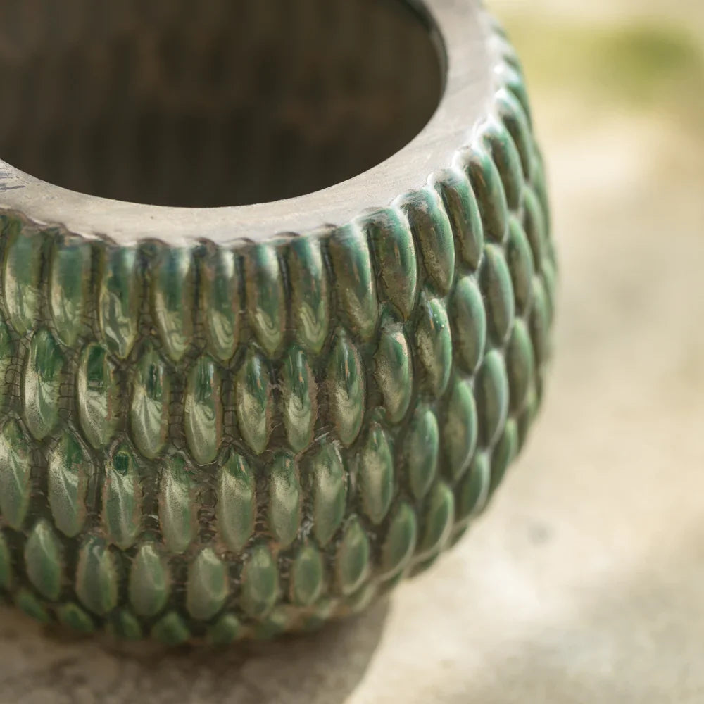 Armadillo Textured Green Plant Pot - SNT989 - Uneeka