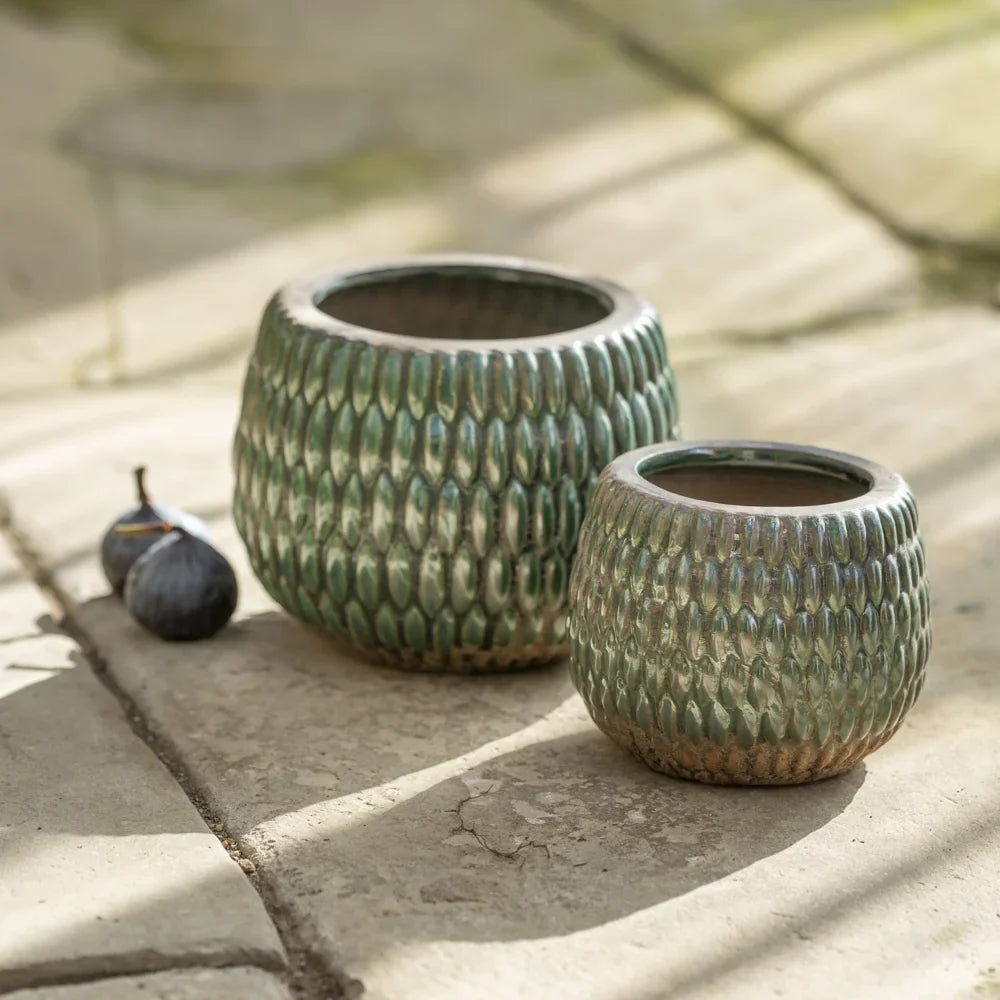 Armadillo Textured Green Plant Pot - SNT989 - Uneeka