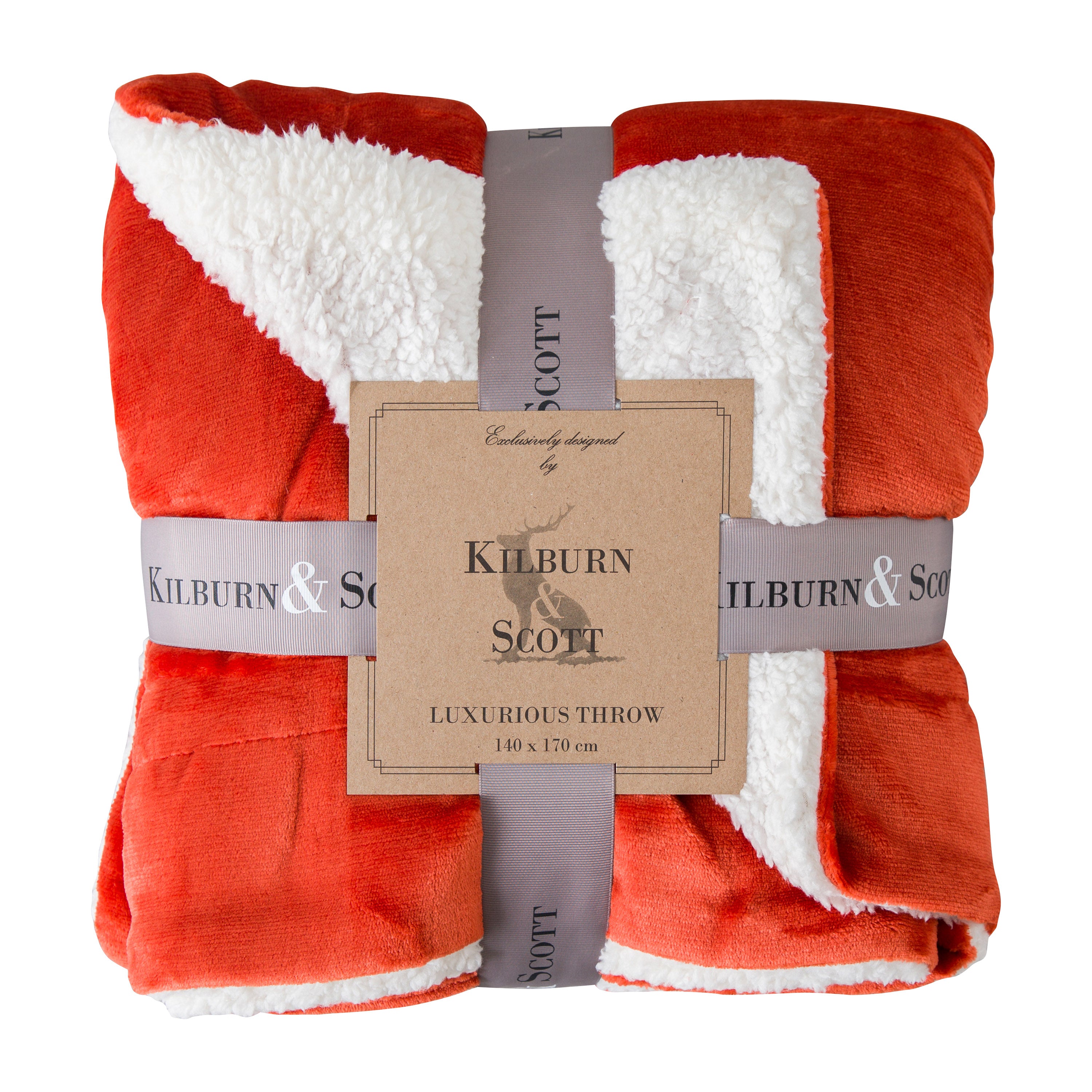 Burnt Orange Sherpa Throw - 442506 - Uneeka