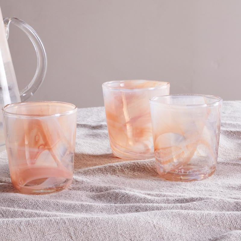 Nkuku Shirali Apricot Marble Swirl Tumbler - ST5401 - Uneeka