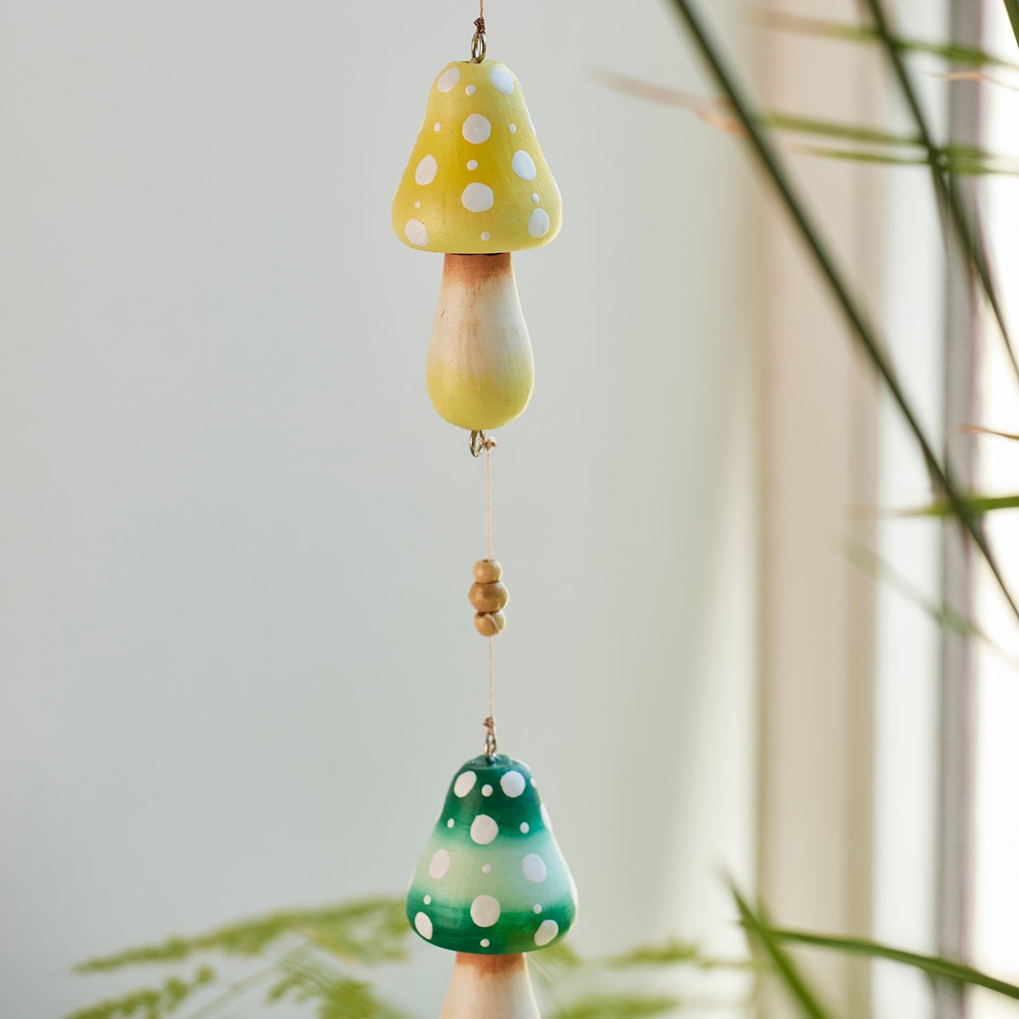 Hand Painted Wooden Mushroom Hanging String Decoration - STR4 - Uneeka