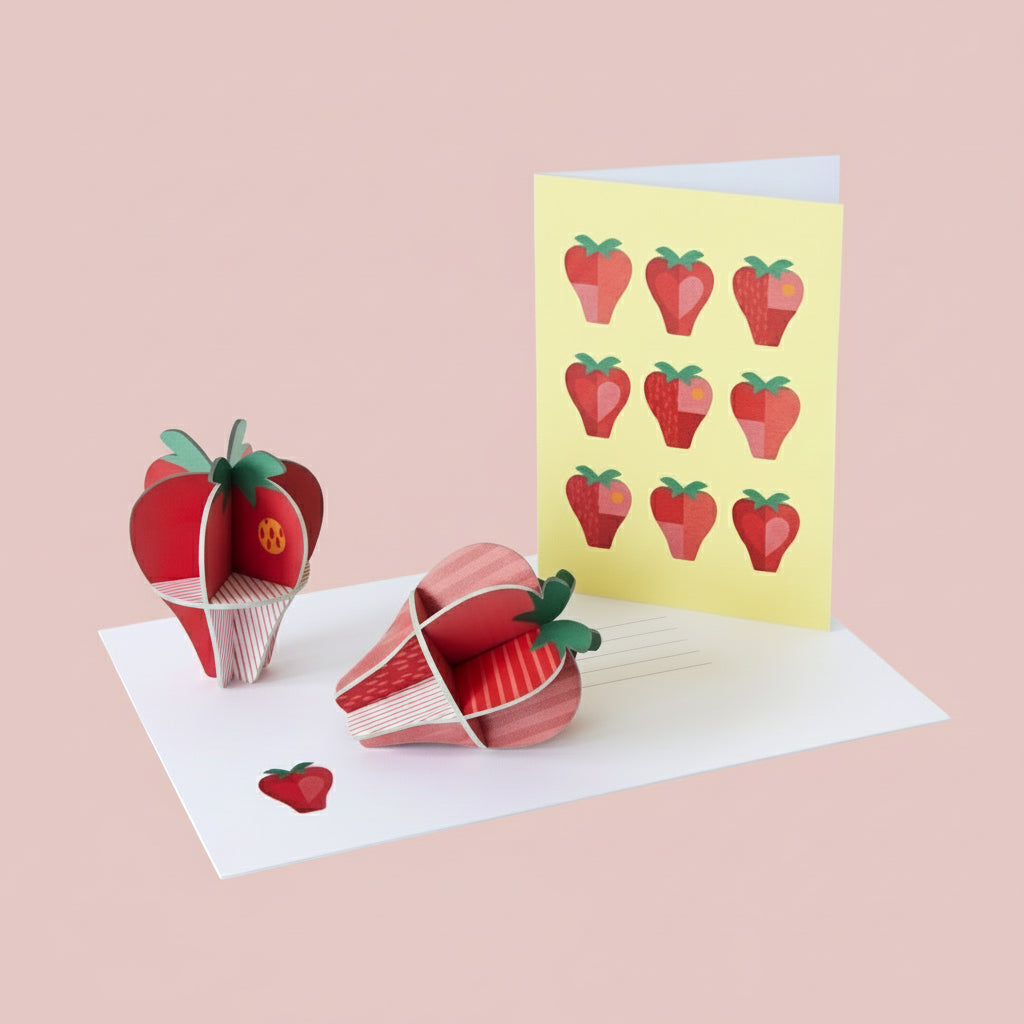 Strawberry Cardboard Model & Greetings Card - TPO99 - Uneeka