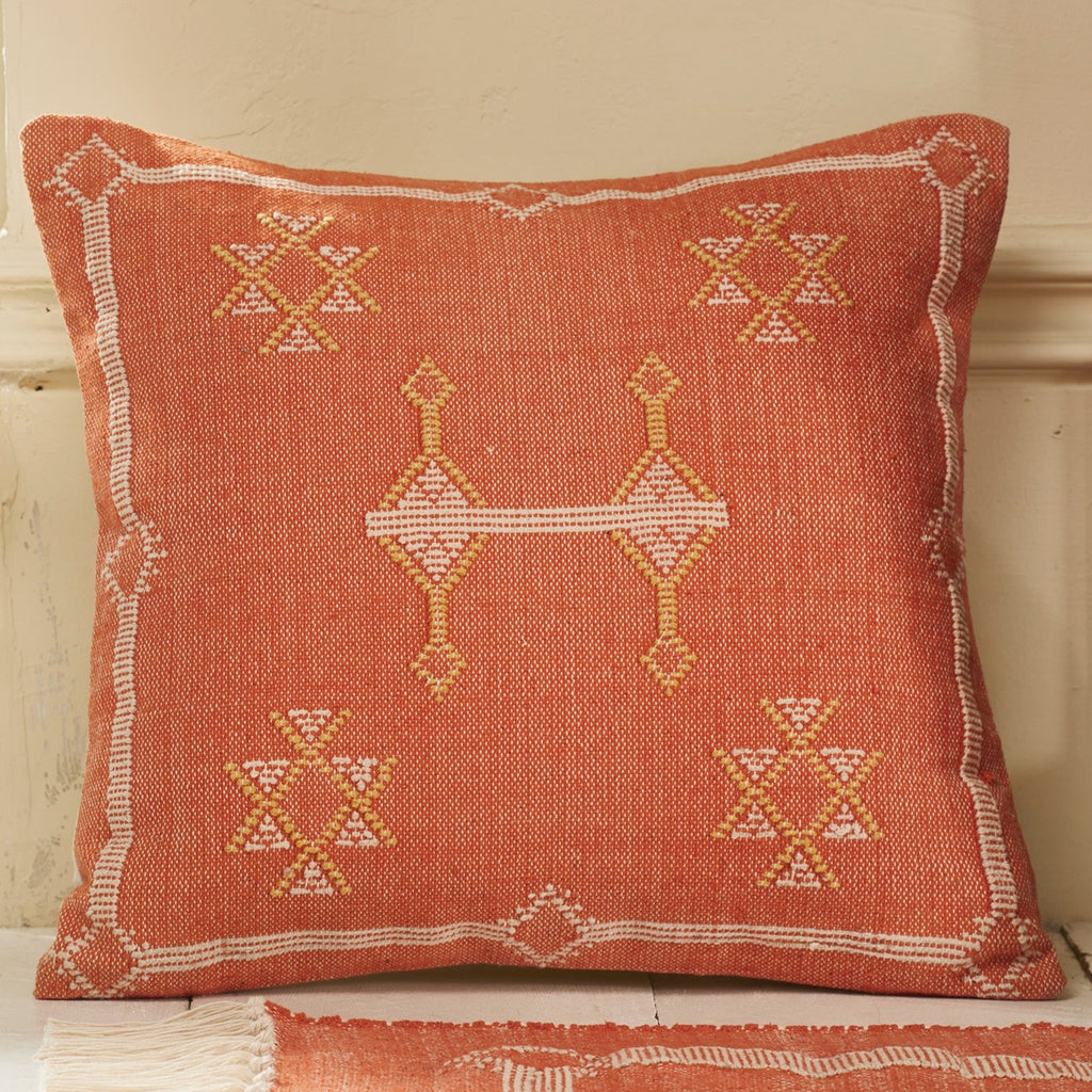 Sahlah Embroidered Cushion Terracotta