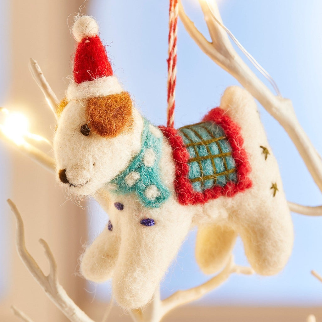Santa Hat Dog Felt Christmas Decoration