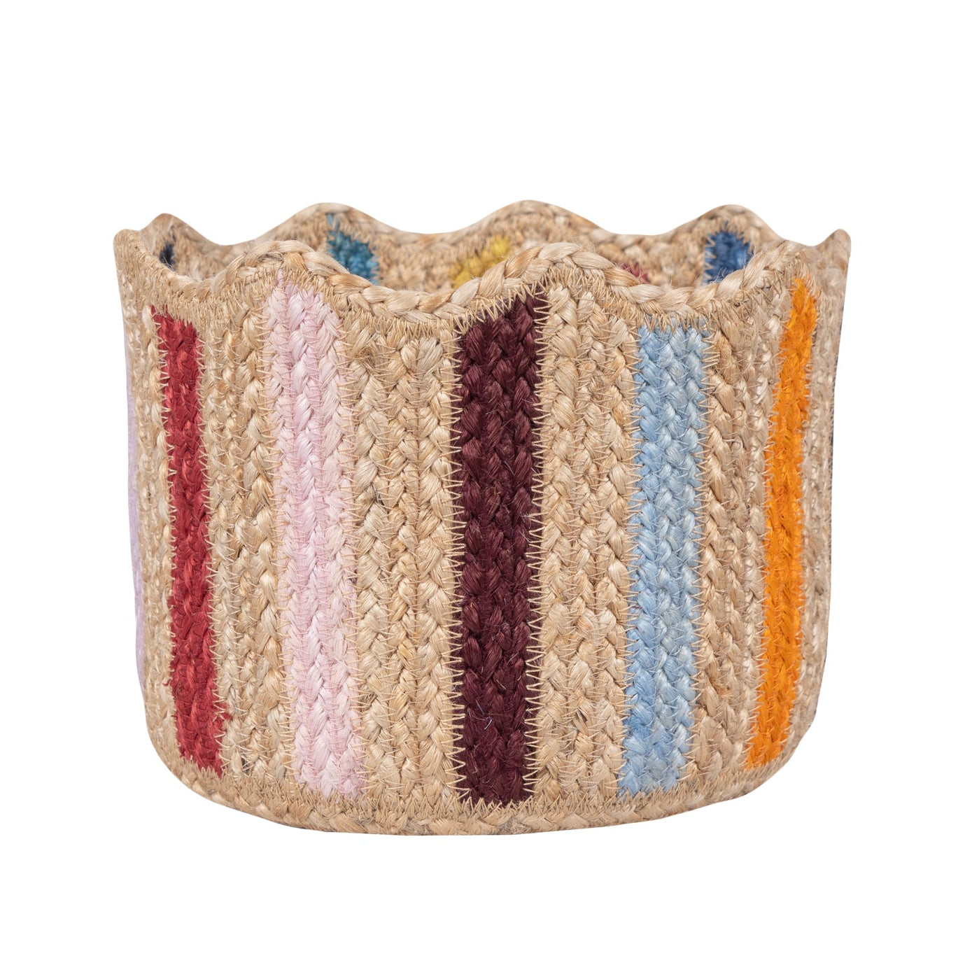Scalloped Edge Striped Basket - Natural Fairground Tulip Basket - Uneeka
