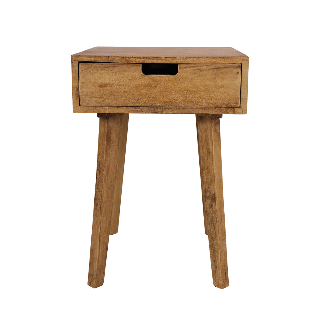 Scandi Style One Drawer Bedside Table Grizzle Finish front view