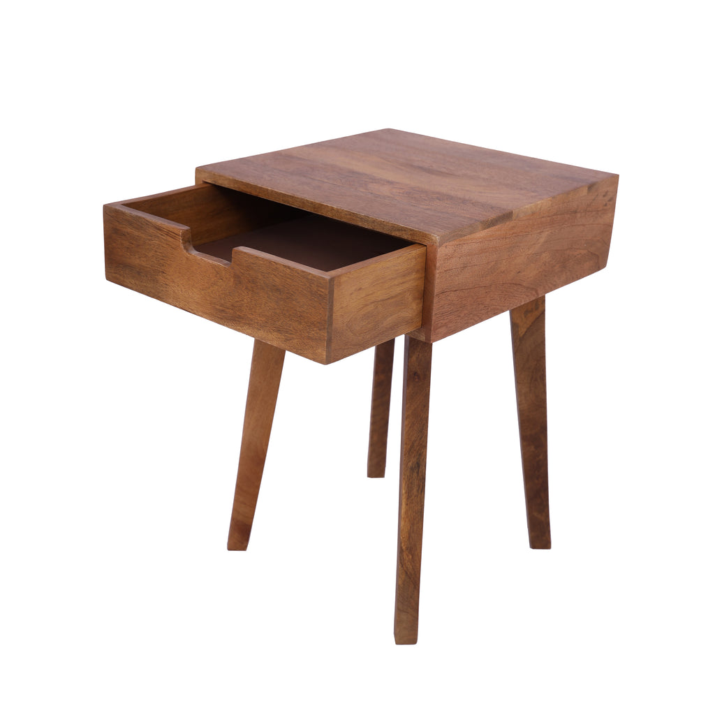 Scandi Style One Drawer Bedside Table Natural finish side view
