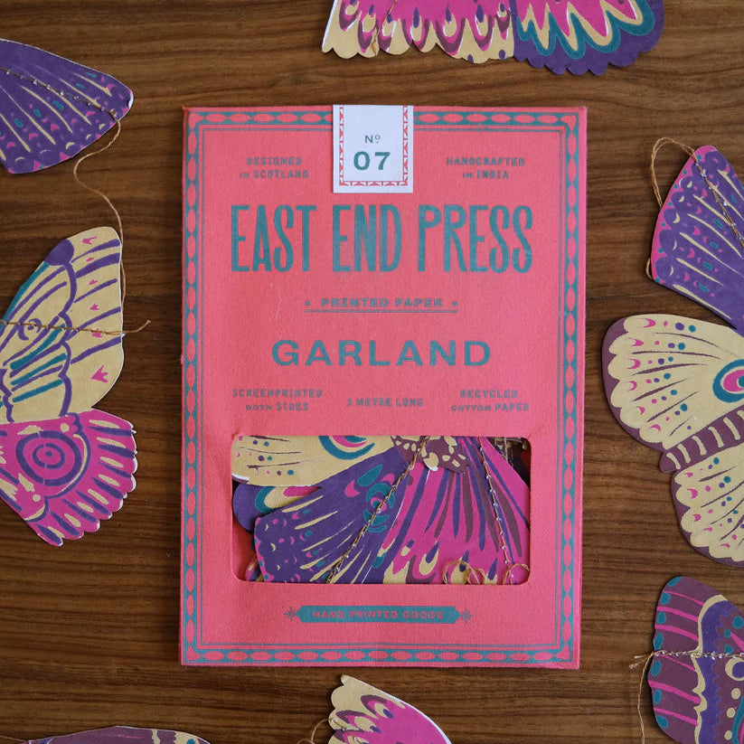 Screen Printed Colourful Butterfly Garland - East End Press - No.07 - Uneeka