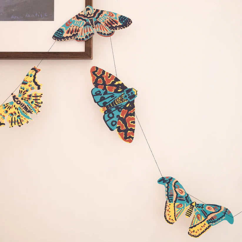 Screen Printed Colourful Moth Garland - East End Press - Uneeka