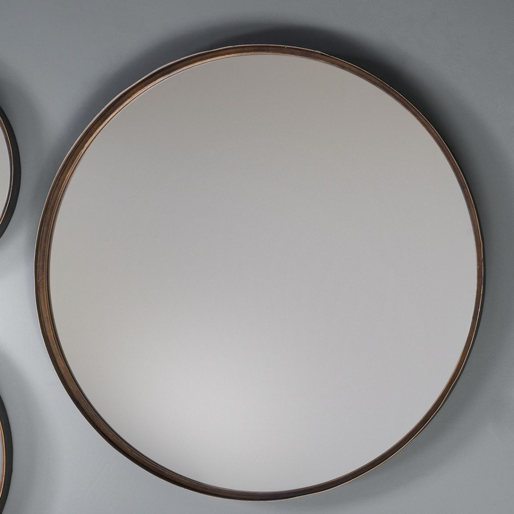 Bronze Finish Round Mirror with Deep Thin Frame