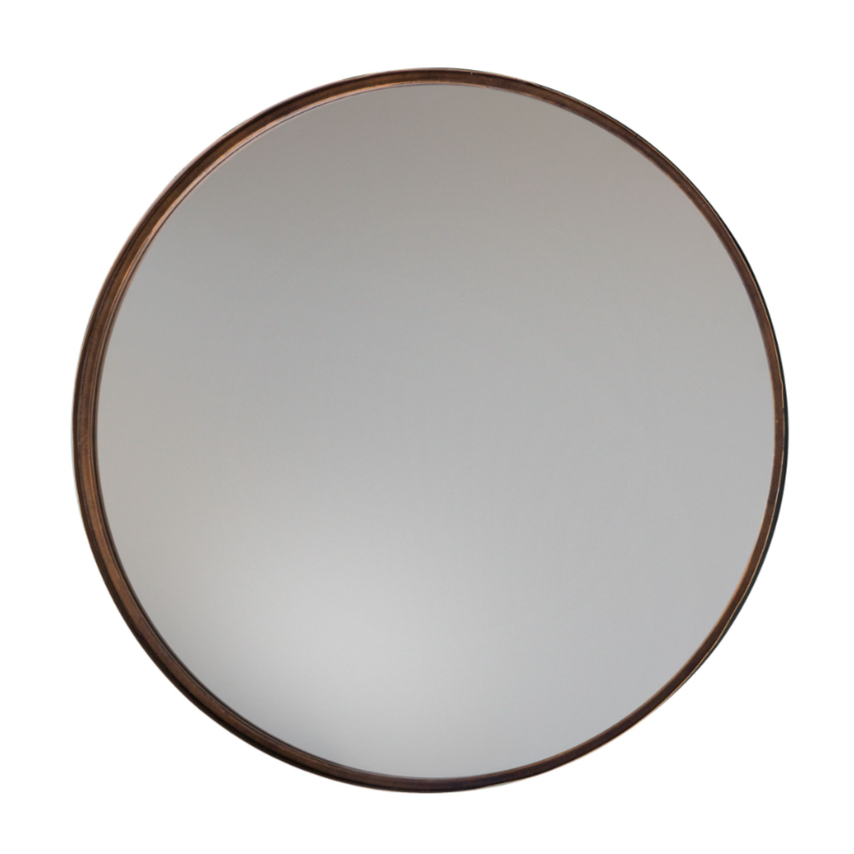 Bronze Finish Round Mirror with Deep Thin Frame