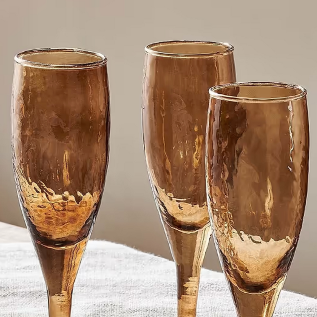 Yala Hammered Champagne Glass - Smoke Brown