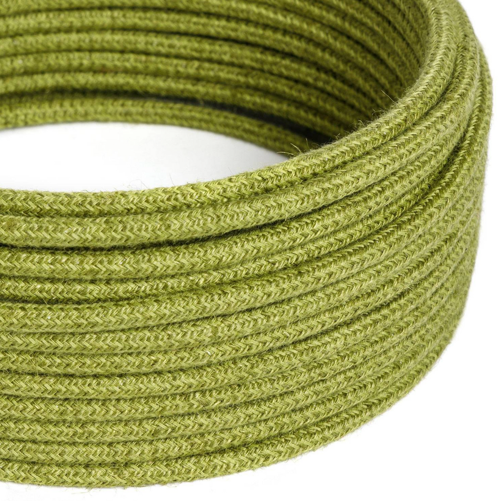 Round 3 Core Electric Cable Covered with Jute Fabric in Hay Green