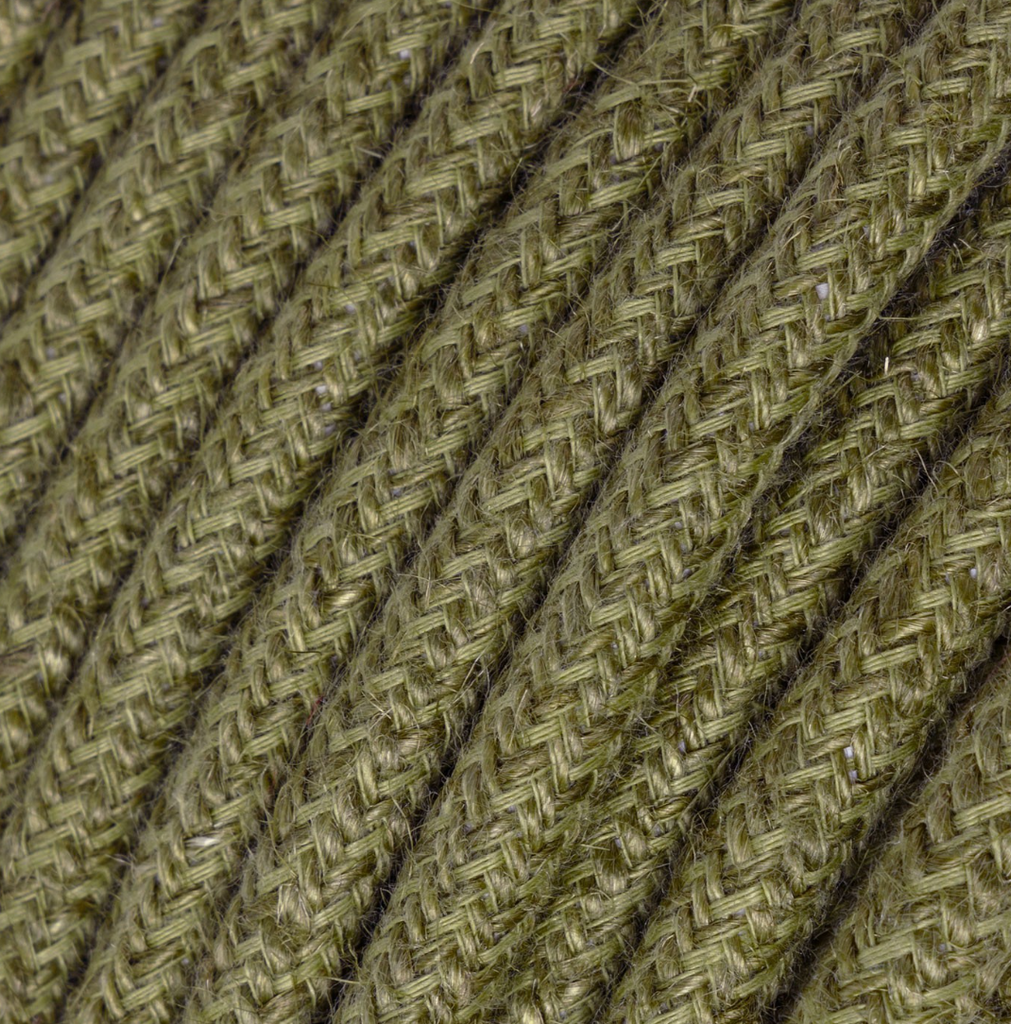 Round 3 Core Electric Cable Covered with Jute Fabric in Bark Brown close up