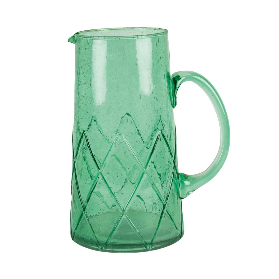 Sea Green Recycled Bubble Glass Jug