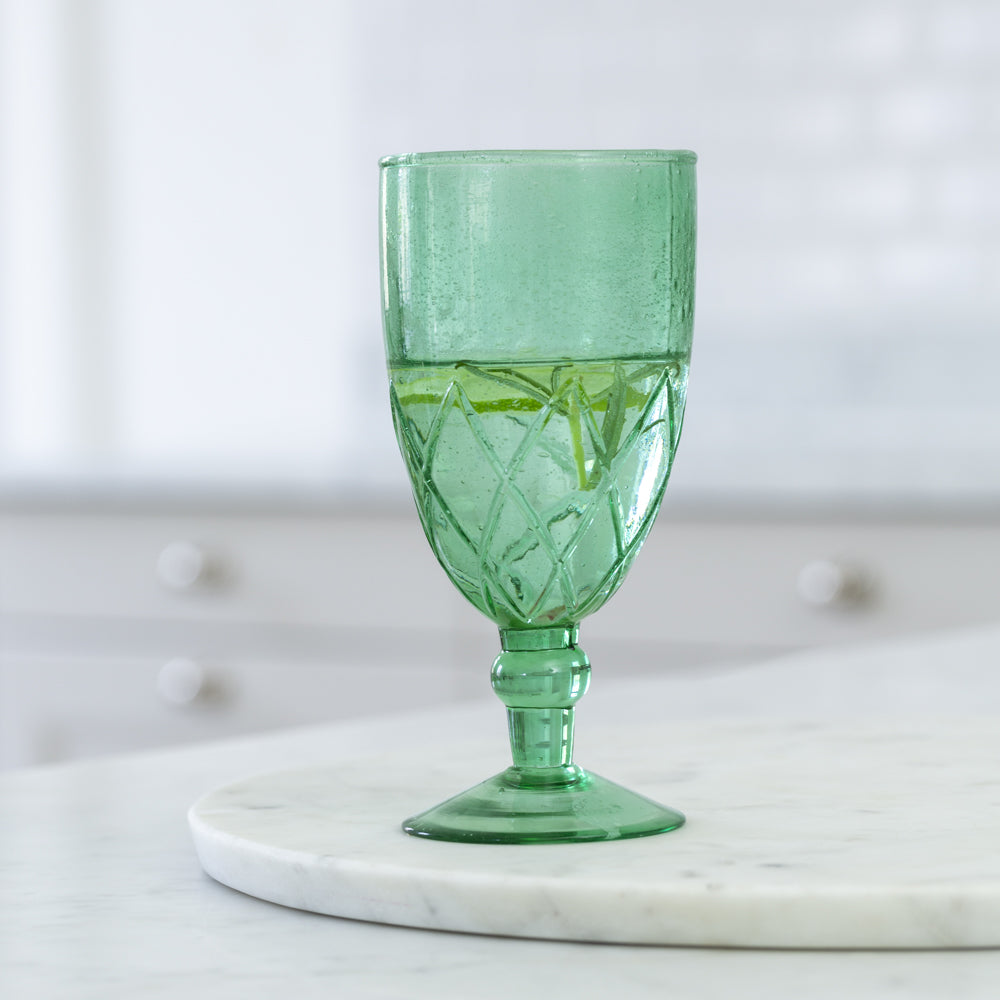 Sea Green Recycled Bubble Wine Glass