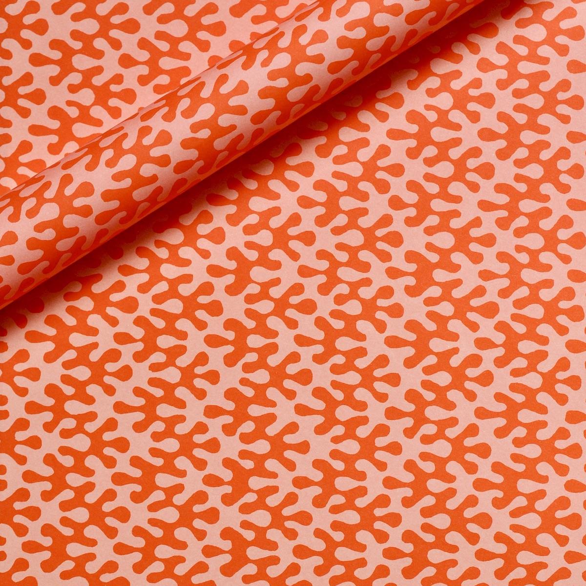 Orange and pink patterned gift wrap with sea kelp inspired pattern - Uneeka