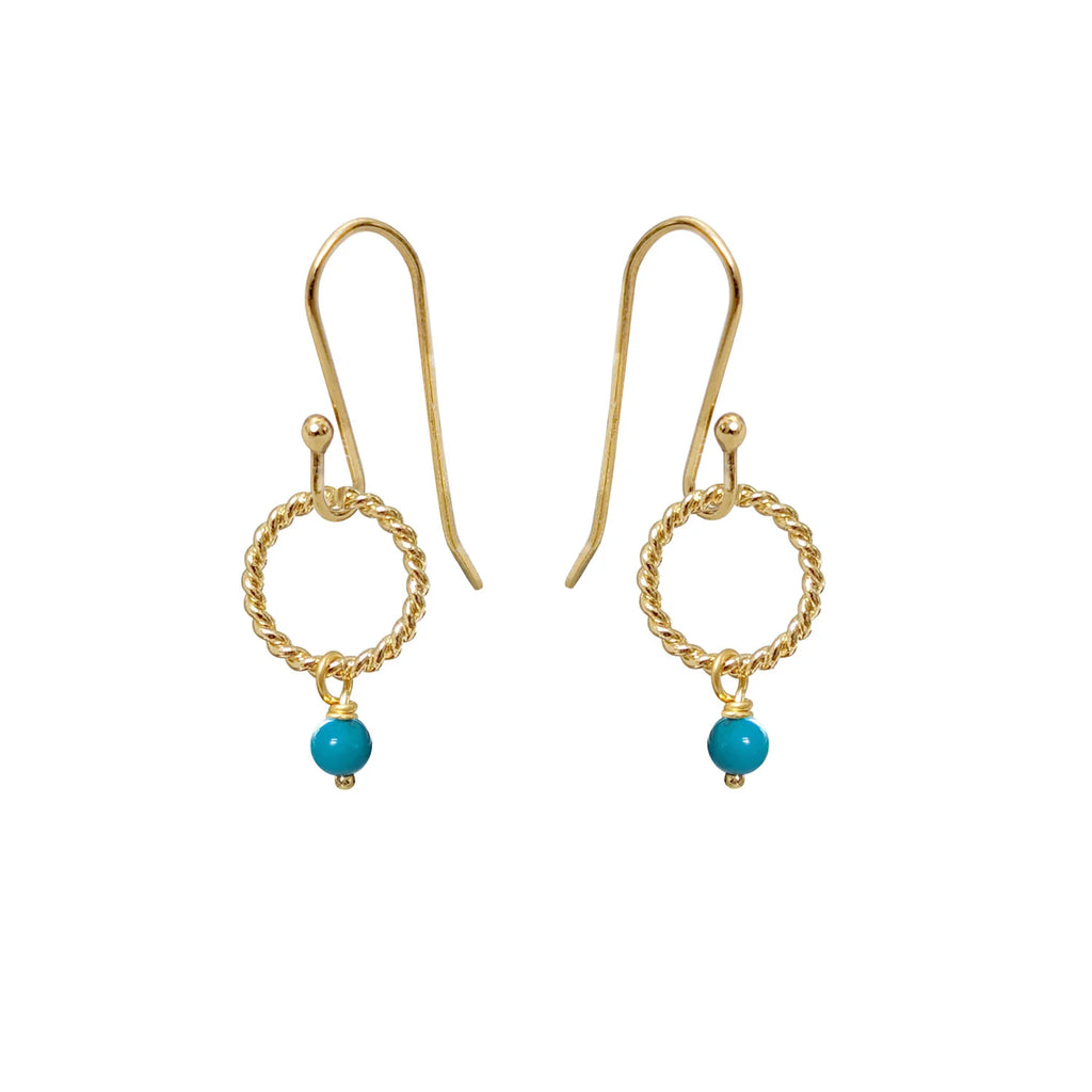 Semi-Precious Turquoise Gold Earrings