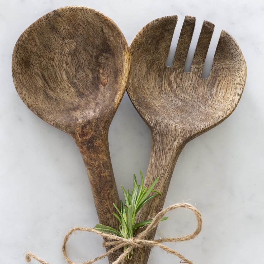 Set Of 2 Mango Wood Salad Servers - VIN23461 - Uneeka